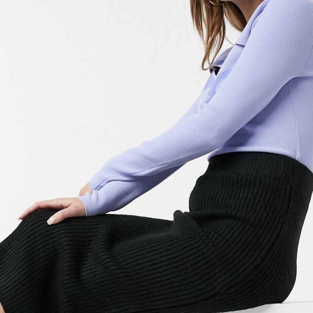 black knit midi skirt
